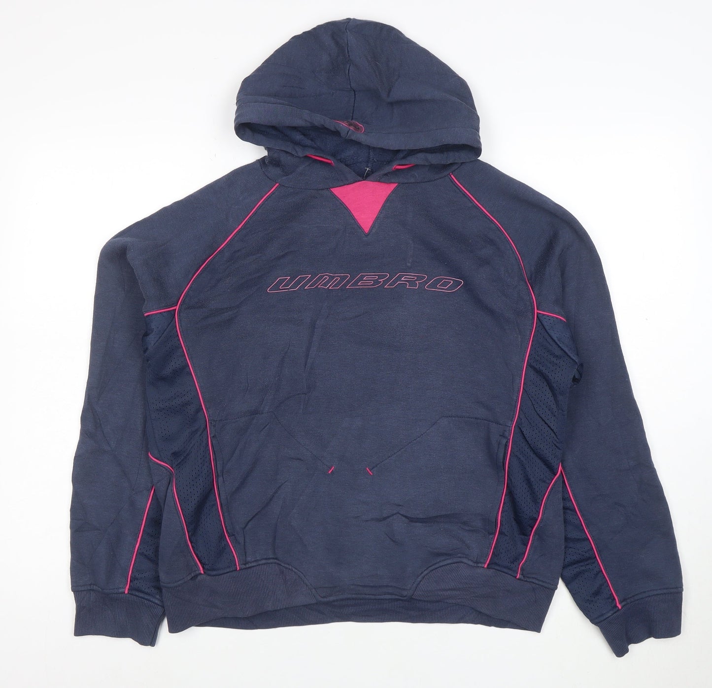 Umbro Womens Navy Pink Pullover Hoodie Size 18 Cotton Blend Sportswear