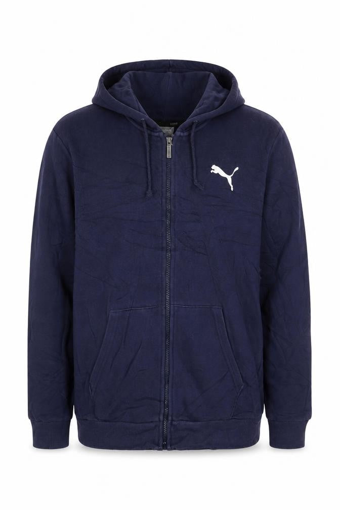 Puma Men Blue Full Zip Hoodie M Lightweight Cotton Blend