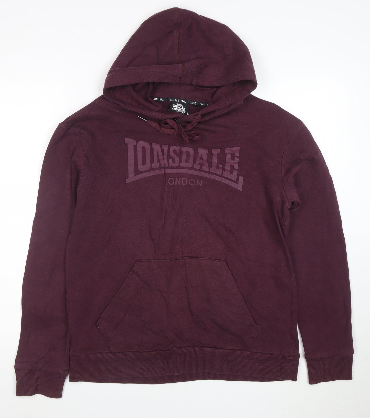 Lonsdale London Womens Burgundy Pullover Hoodie Size 10 Cotton Blend
