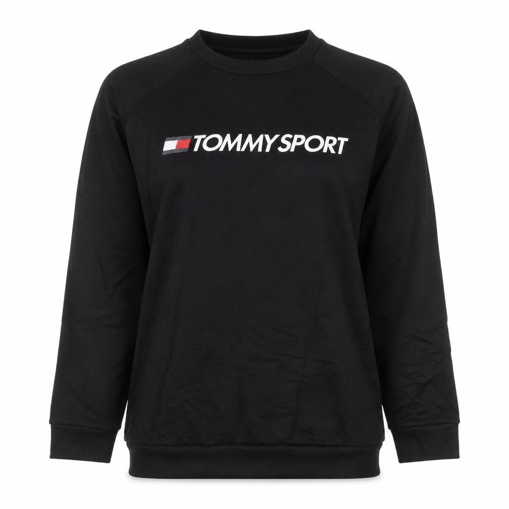 Tommy Sport Womens Black Crew Neck Pullover Sweatshirt Size M
