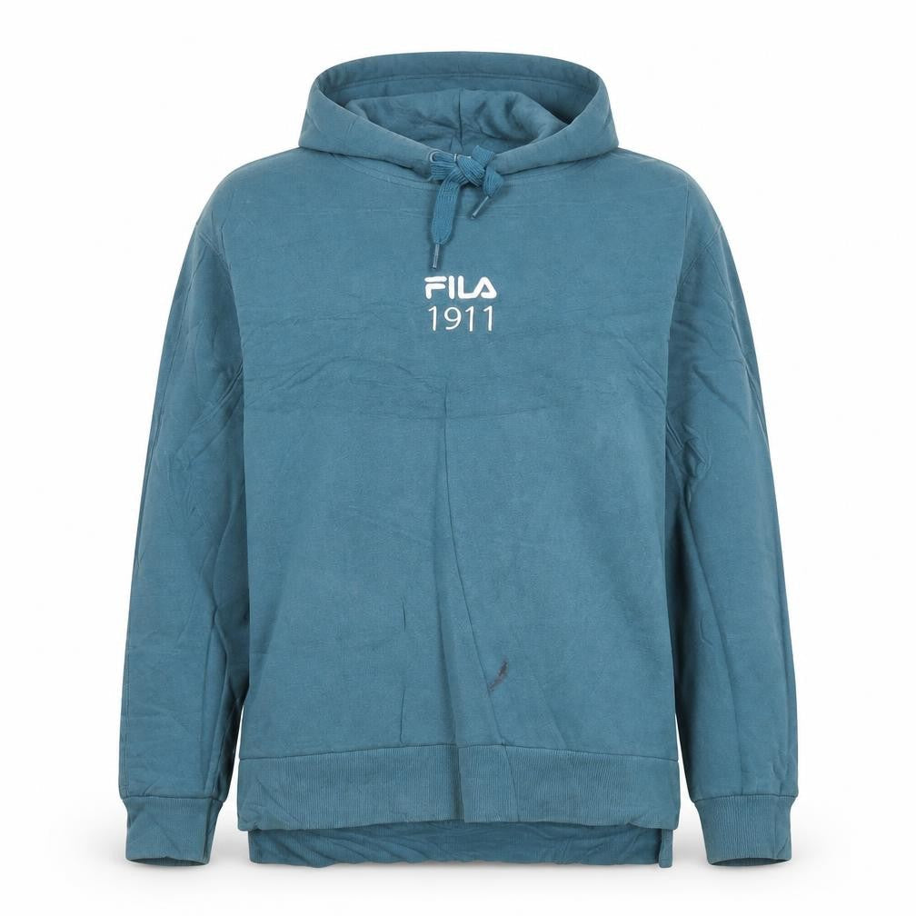 Fila Womens Blue Size 12 Pullover Hoodie 1911 Logo Cotton Blend