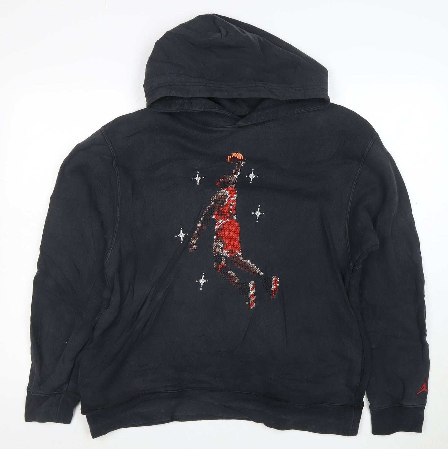 Jordan Mens Black M Pullover Hoodie Graphic Print Basketball Style