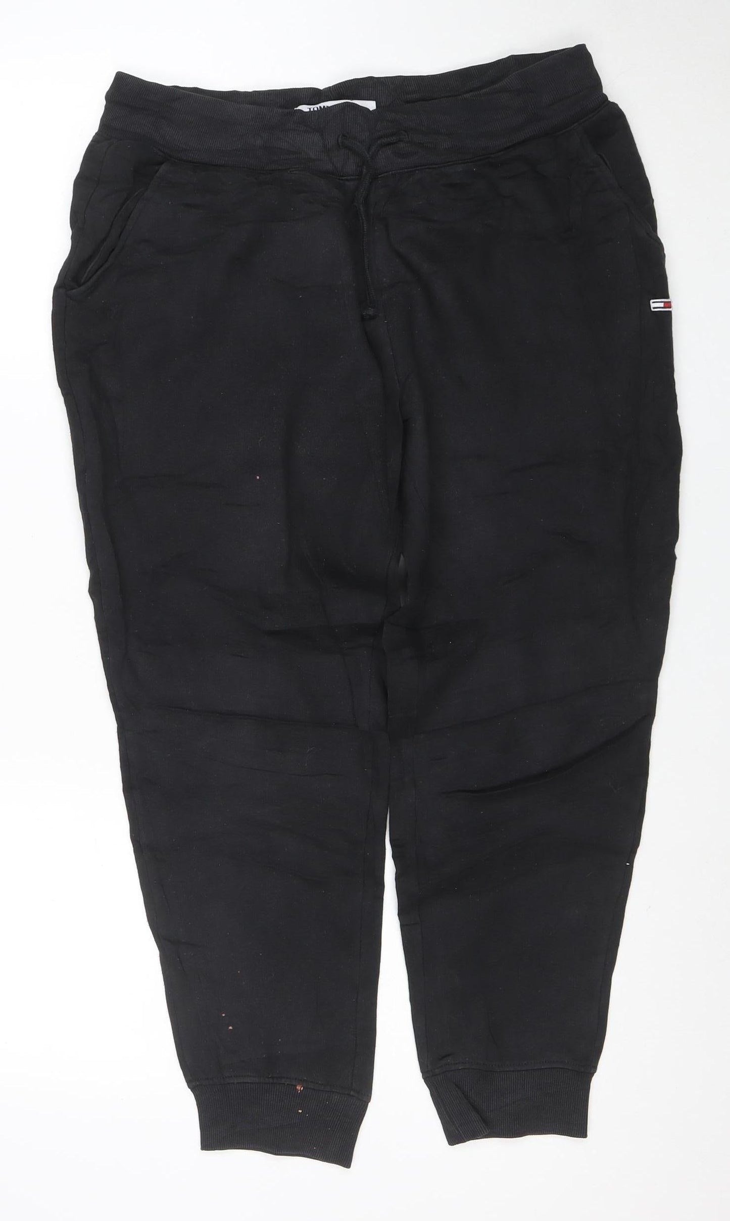Tommy Jeans Men’s Black Cotton Jogger Trousers Size L Stretch Fit