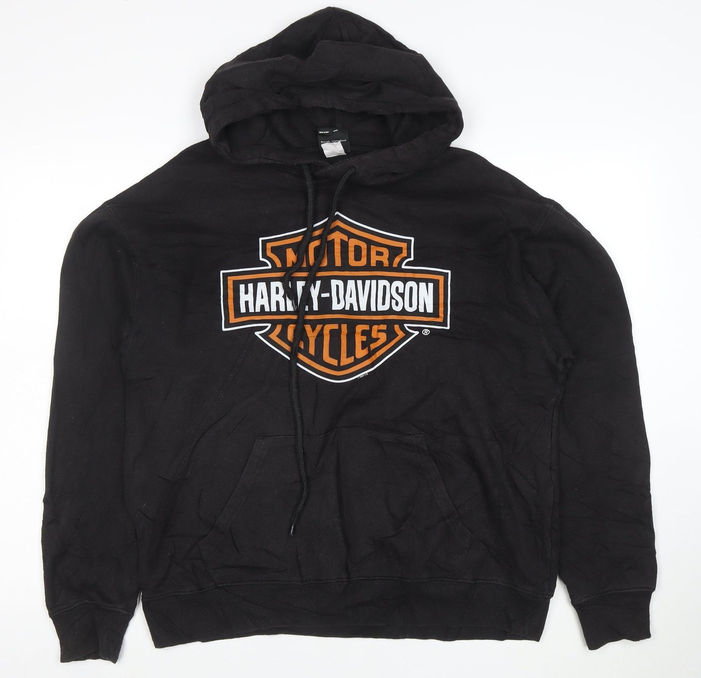 Harley-Davidson Men’s Black Pullover Hoodie Size M Logo Fleece Biker Style