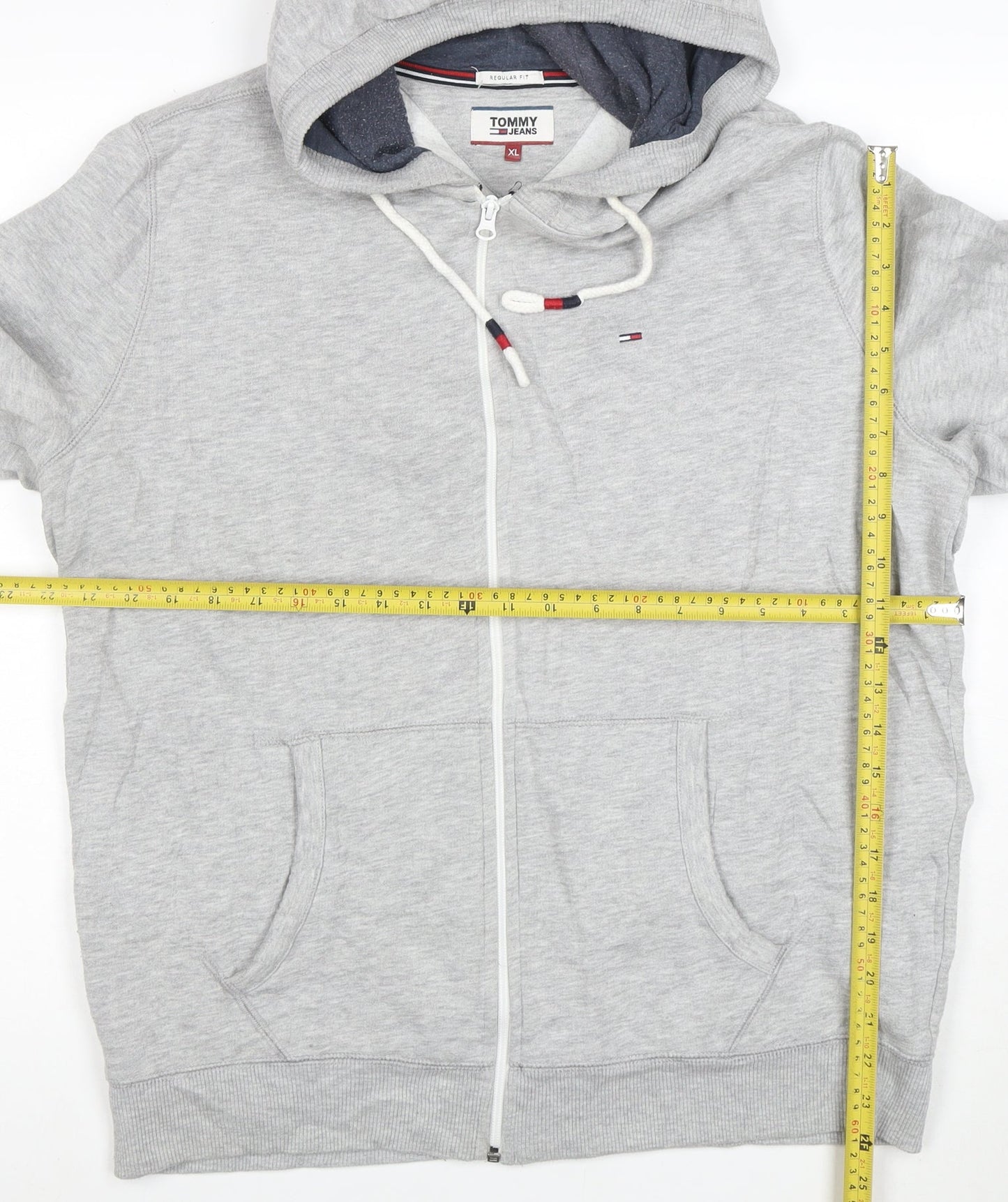 Tommy Jeans Men's Grey Full Zip Hoodie XL Regular Fit