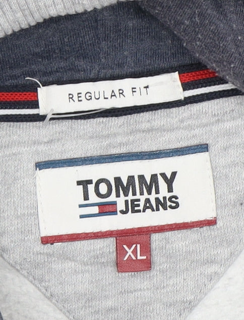 Tommy Jeans Men's Grey Full Zip Hoodie XL Regular Fit