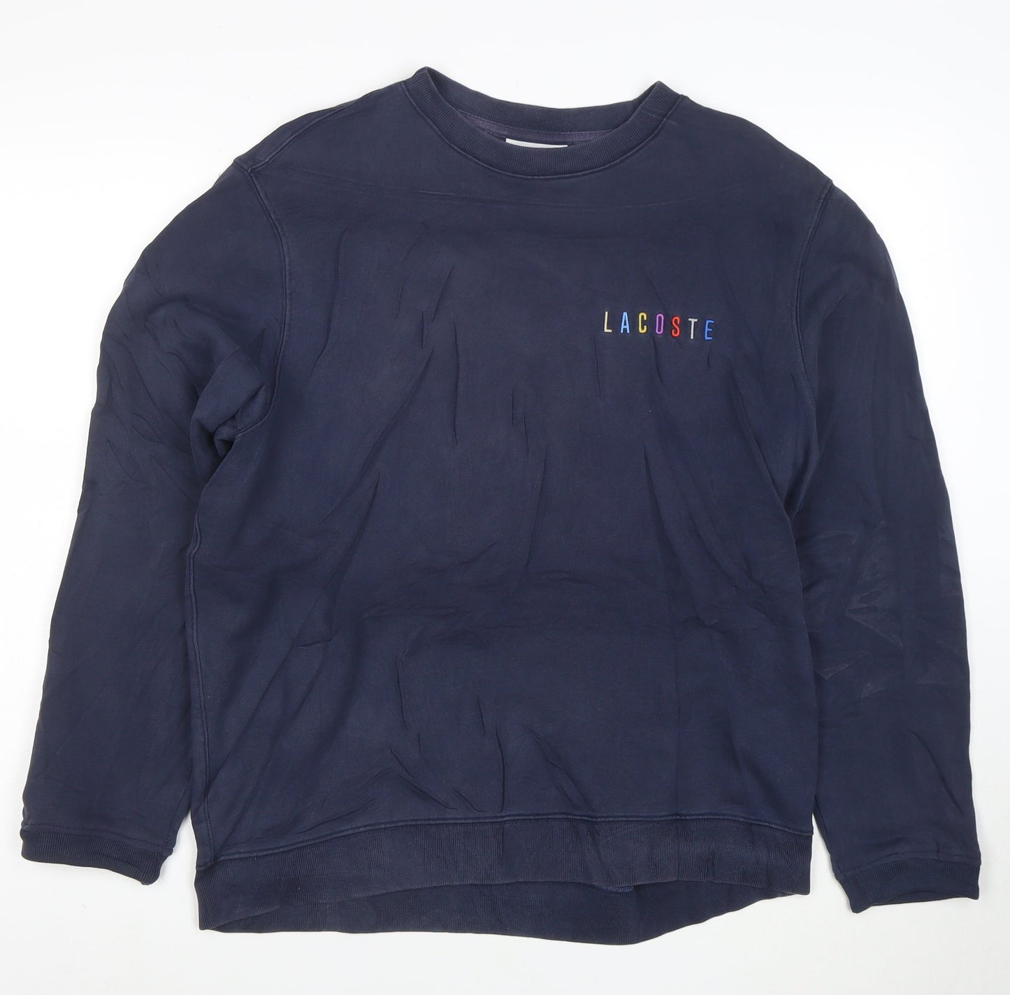 Lacoste Men's Blue Cotton Crew Neck Pullover Sweatshirt L