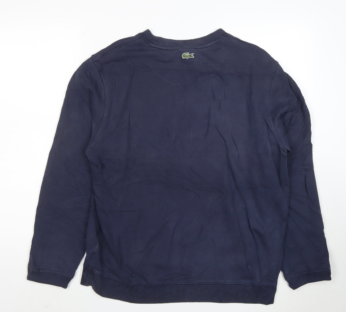 Lacoste Men's Blue Cotton Crew Neck Pullover Sweatshirt L