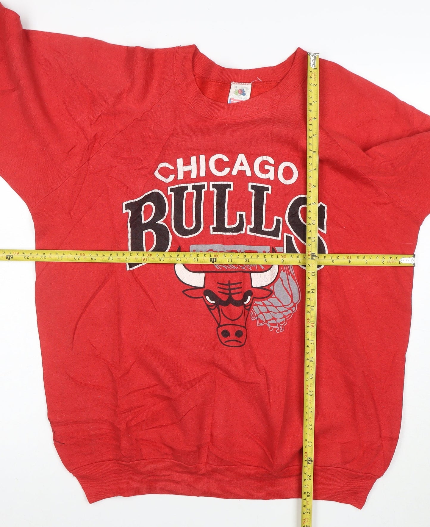 Fruit of the Loom Men's Red XL Chicago Bulls Pullover Sweatshirt
