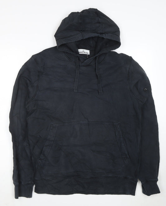 Stone Island Men's Black Pullover Hoodie L Cotton Blend