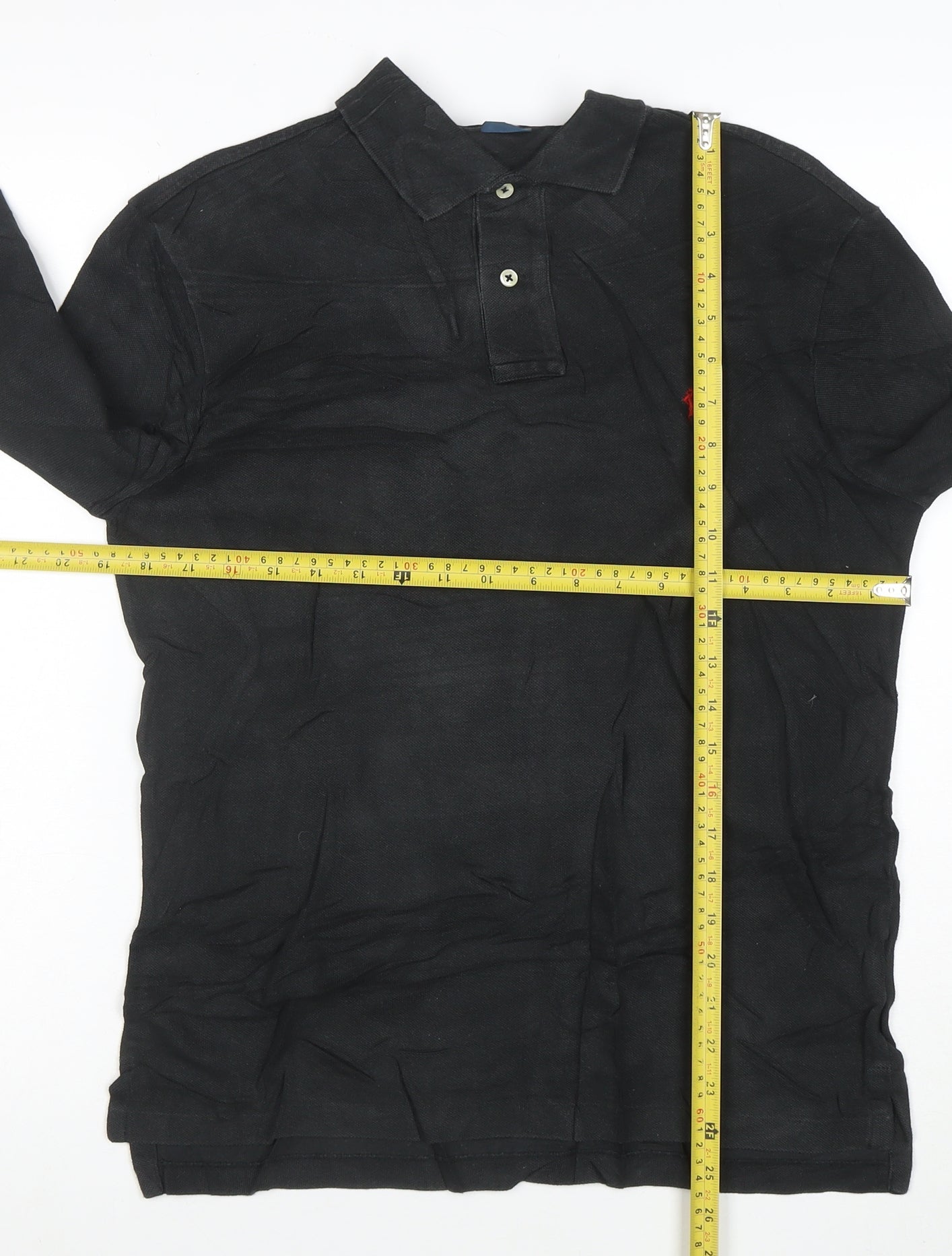 Polo Ralph Lauren Men's Black Slim Fit Long Sleeve Cotton Polo Shirt M