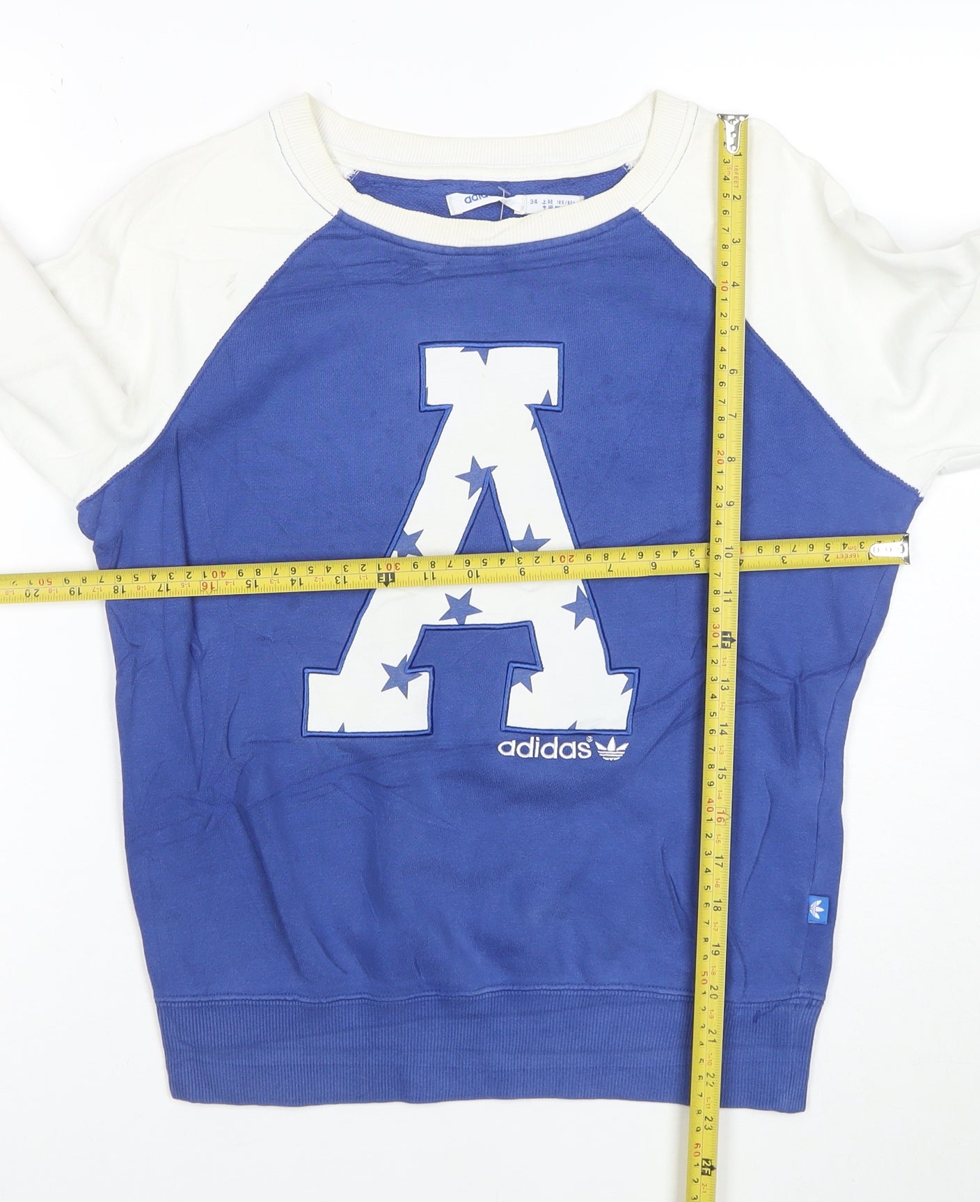 adidas Girls Blue & White Graphic Pullover Sweatshirt 14 Years