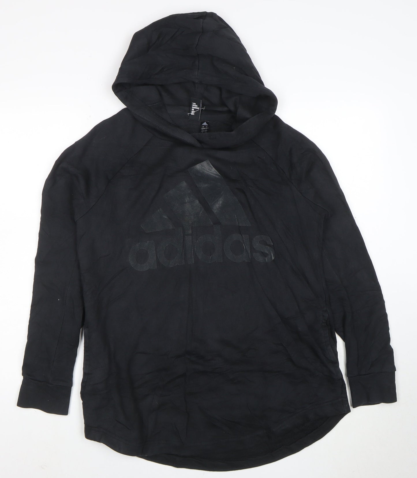 Adidas Womens Black Long Sleeve Hooded Pullover Sweatshirt Size L 16-18