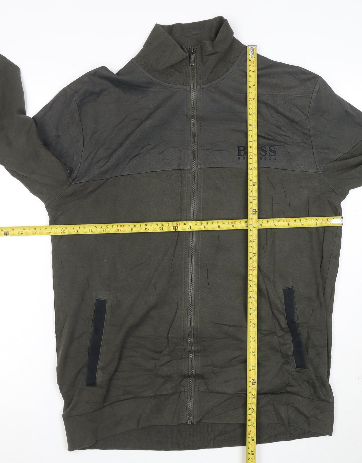 Hugo Boss Men's Green Full Zip Sweatshirt Size L Regular Fit