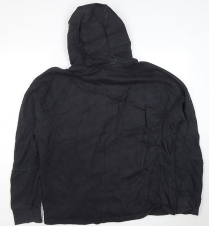 Back view of Adidas Men's Black Pullover Hoodie M Regular Fit Cotton