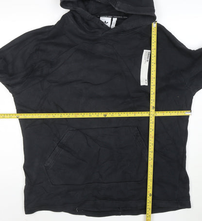 Close-up detail of Adidas Men's Black Pullover Hoodie M Regular Fit Cotton