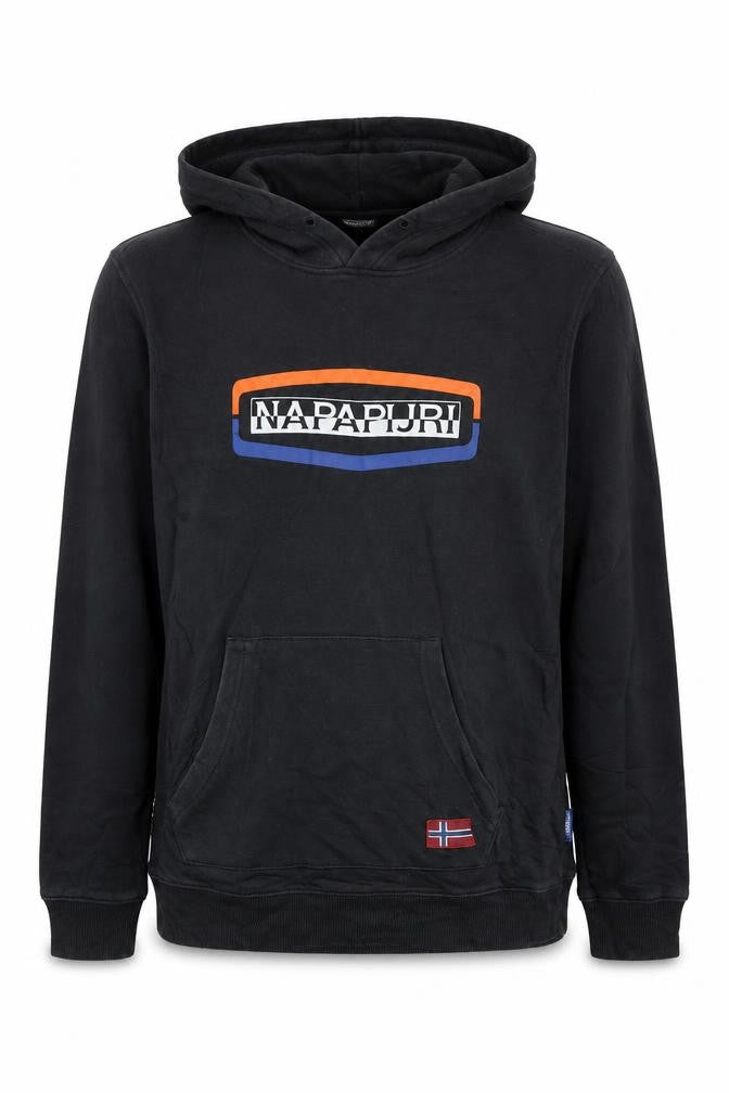 Napapijri Men's Black Logo Pullover Hoodie Size S