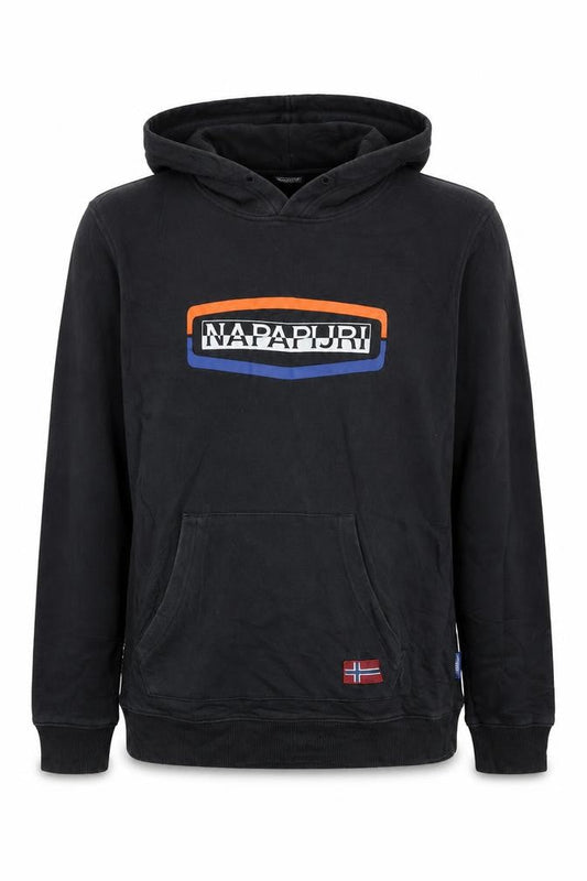 Napapijri Men's Black Logo Pullover Hoodie Size S