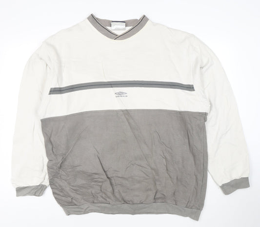 Umbro Men’s Grey Colour Block V-Neck Long Sleeve Sweatshirt L