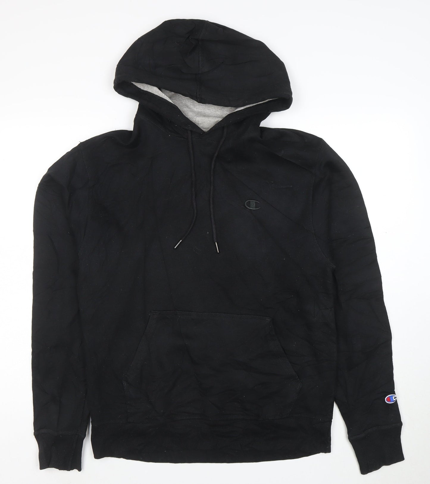 Champion Men's Black Pullover Hoodie Medium Fleece Sweatshirt