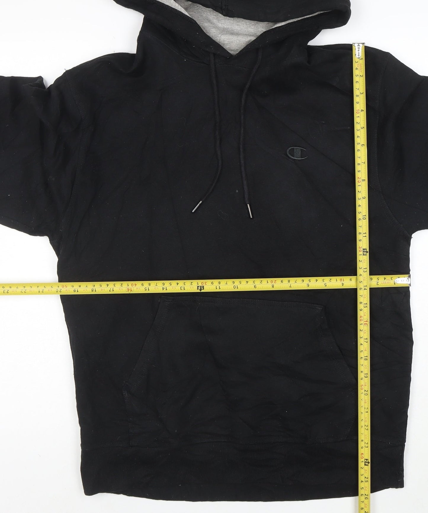 Champion Men's Black Pullover Hoodie Medium Fleece Sweatshirt