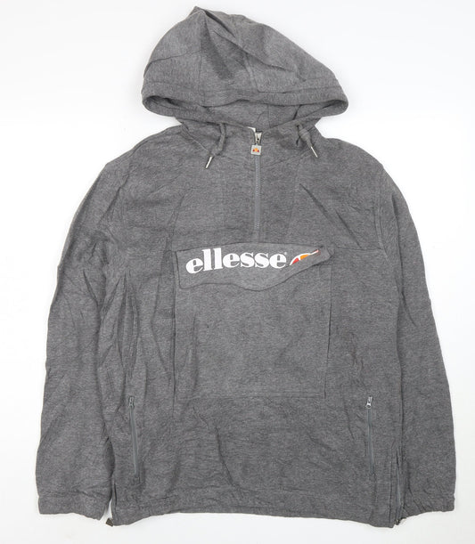 Ellesse Womens Grey 1/2 Zip Hoodie Size 10 Pullover Sweatshirt