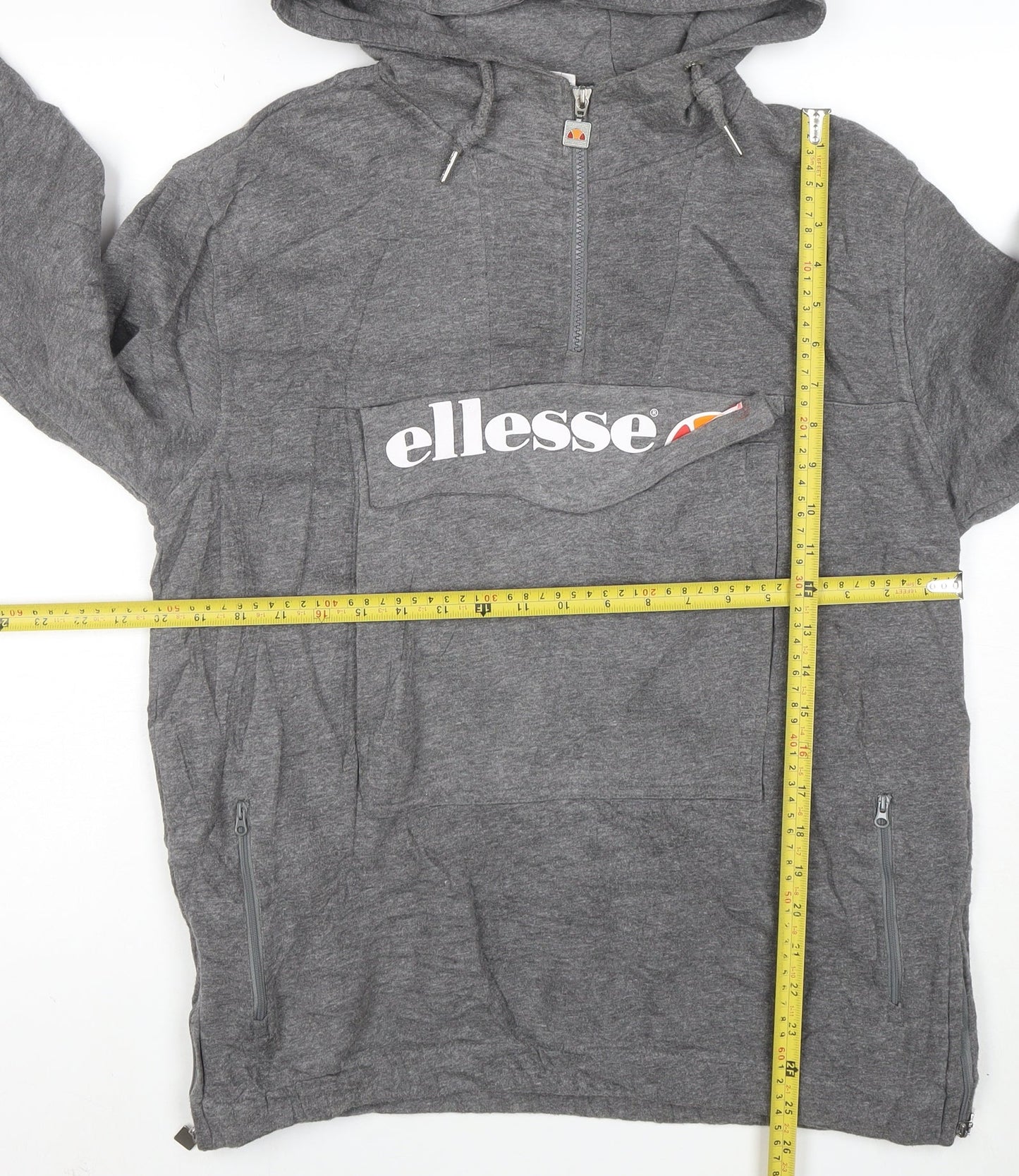 Ellesse Womens Grey 1/2 Zip Hoodie Size 10 Pullover Sweatshirt