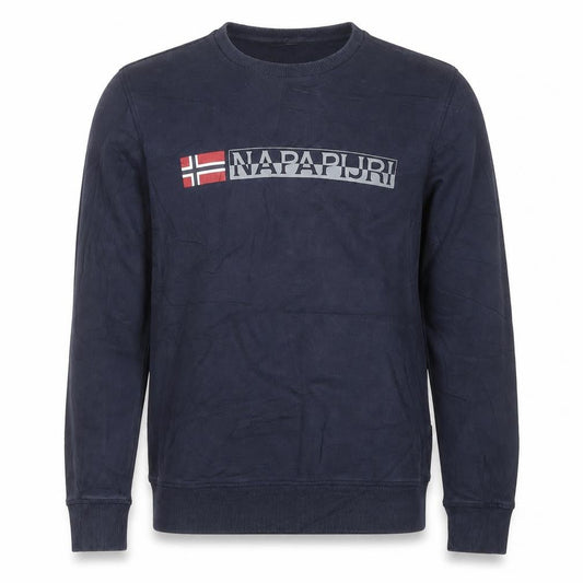 Napapijri Men’s Blue Logo Crew Neck Pullover Sweatshirt M