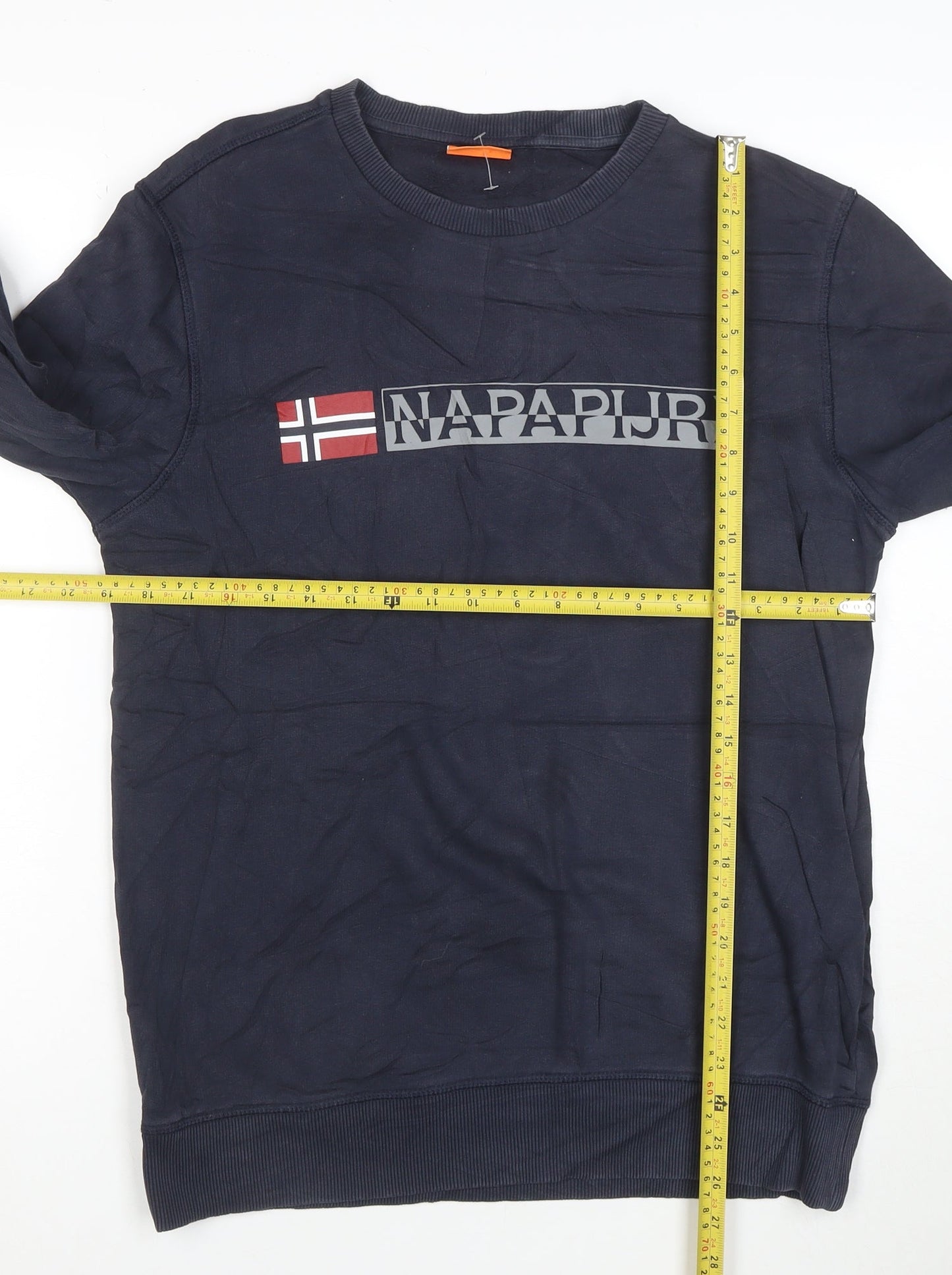Napapijri Men’s Blue Logo Crew Neck Pullover Sweatshirt M
