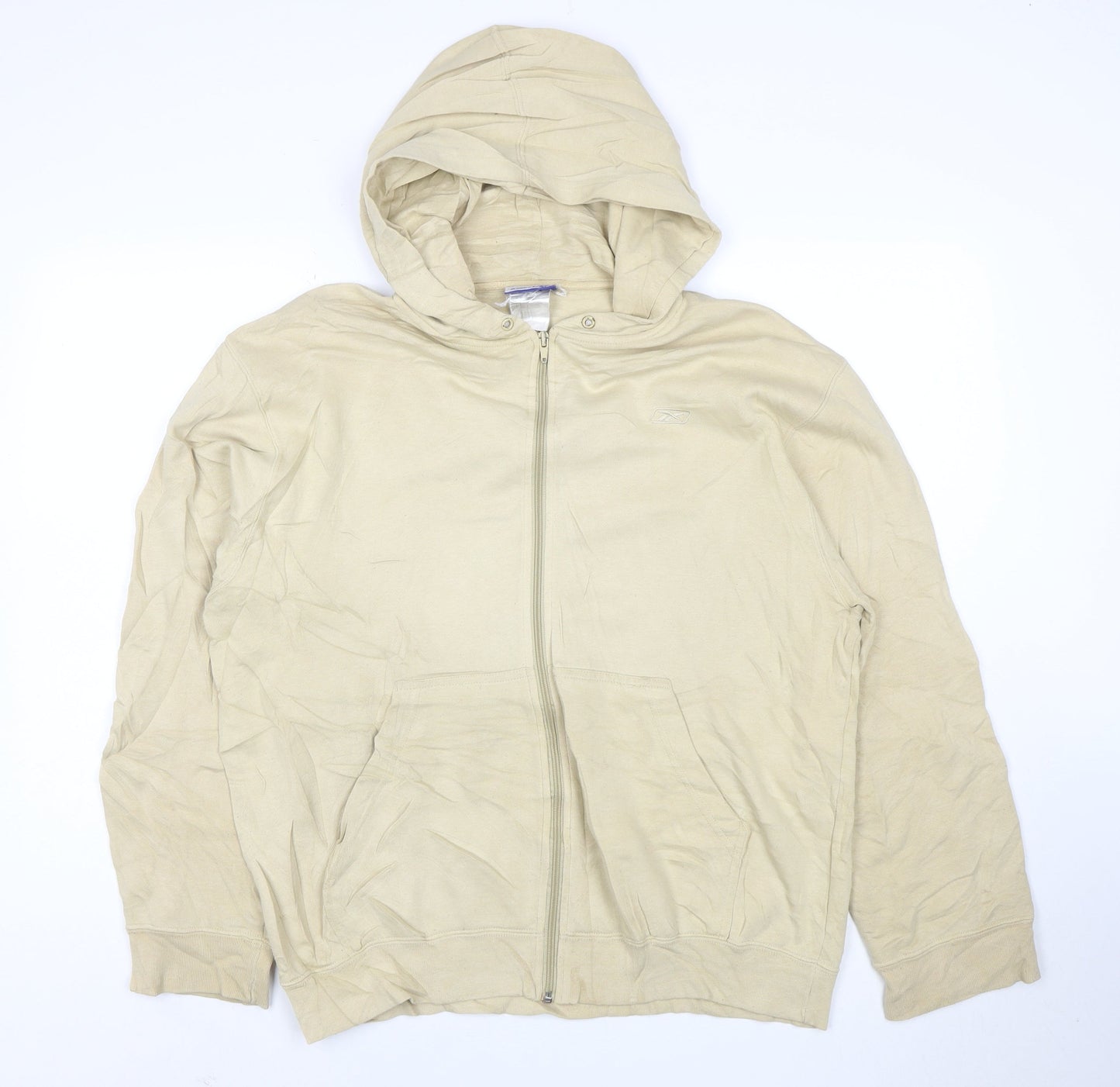 Reebok Mens Beige Full Zip Hoodie L Lightweight Sportswear