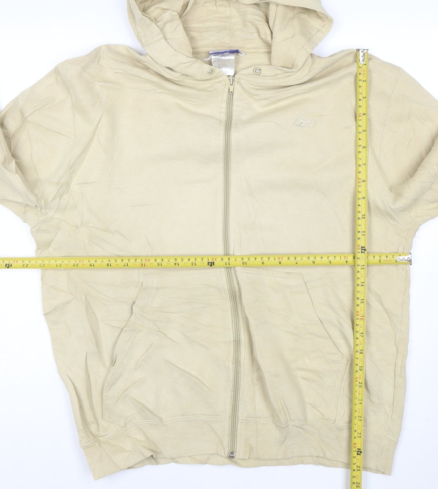 Reebok Mens Beige Full Zip Hoodie L Lightweight Sportswear