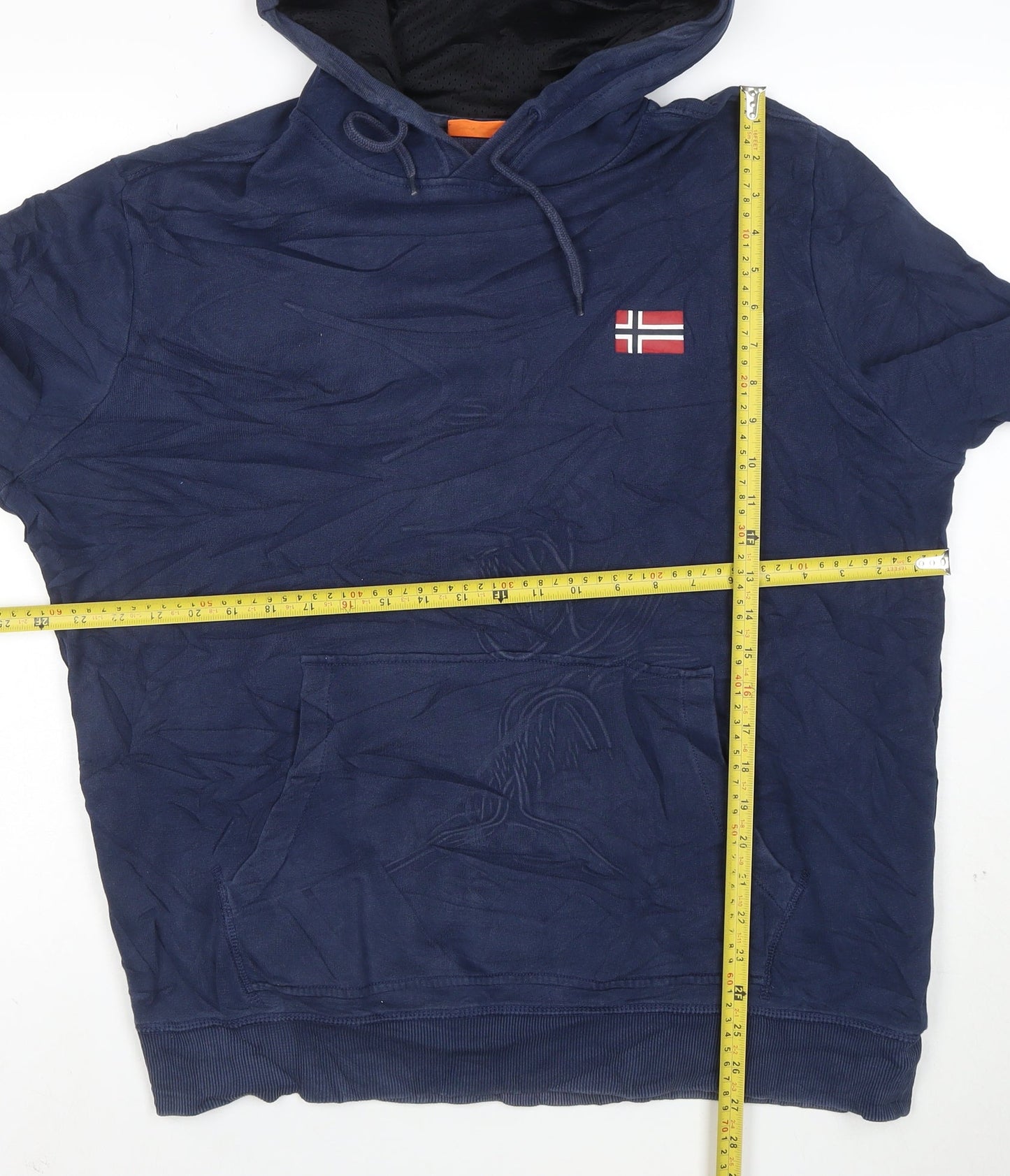 Napapijri Men Blue Pullover Hoodie L Logo Outdoor Cotton Blend