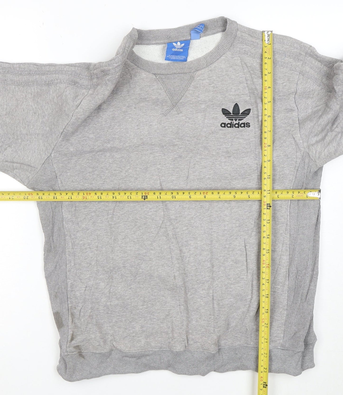 Adidas Mens Grey Crew Neck Logo Sweatshirt Size M Regular Fit