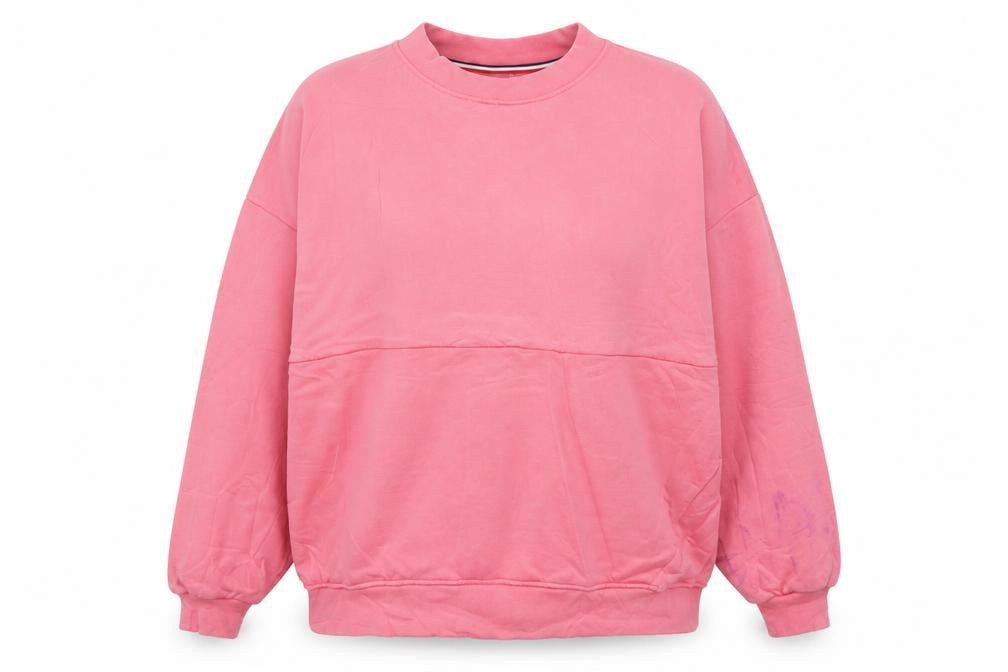 Tommy Jeans Women Pink L Pullover Sweatshirt Cotton Relaxed Fit