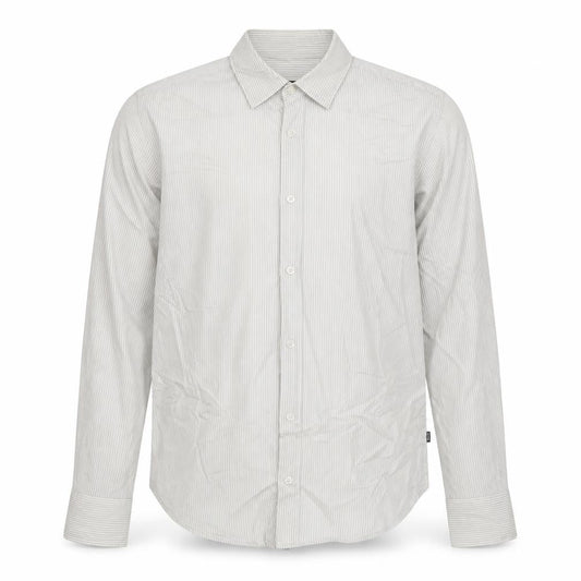 BOSS Hugo Boss Men's White Slim Fit Striped Long Sleeve Shirt Size L