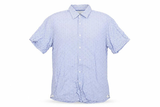 BOSS Hugo Boss Men's Blue Striped Regular Fit Cotton Short Sleeve Shirt XL