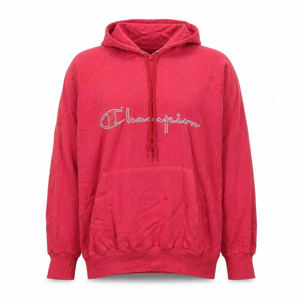 Champion Women Large Pink Pullover Hoodie Cotton Blend Logo Sweatshirt