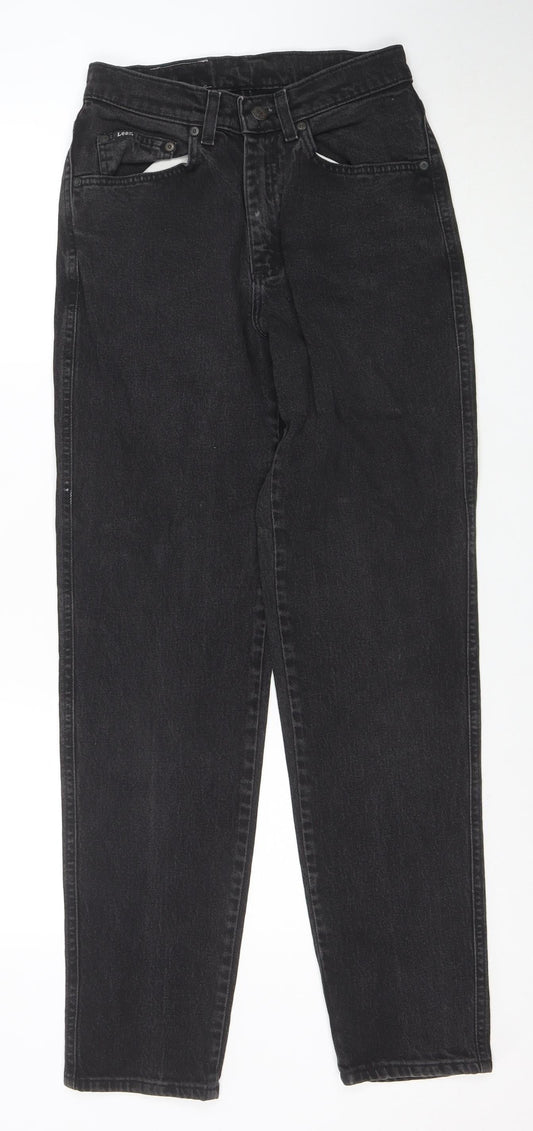 Lee Womens Black Mid Rise Straight Leg Vintage Denim Jeans Size 8