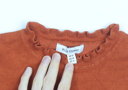 Additional view of Wild Flower Women's Orange Lace Sleeve jumper, size M