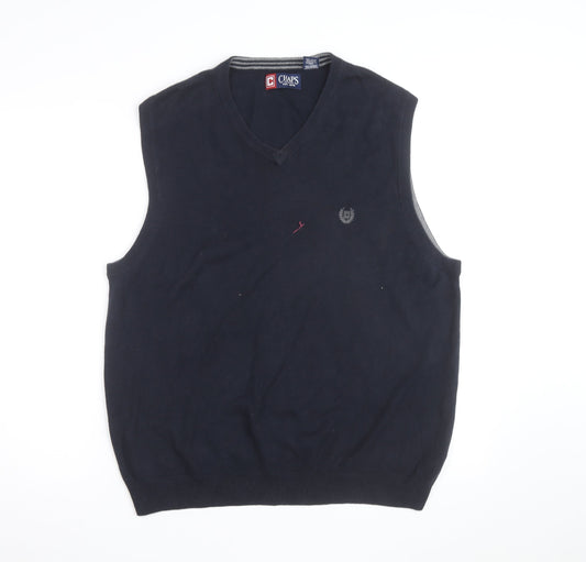 Chaps Men's Blue Cotton V-Neck Sleeveless Vest Jumper M
