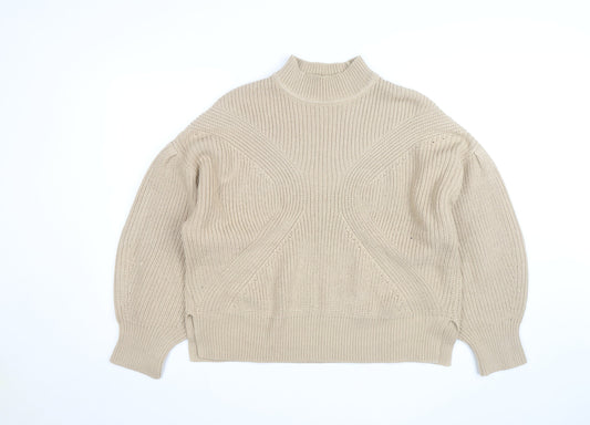 Miss Selfridge Women’s Beige High Neck Chunky Knit Jumper Size 16