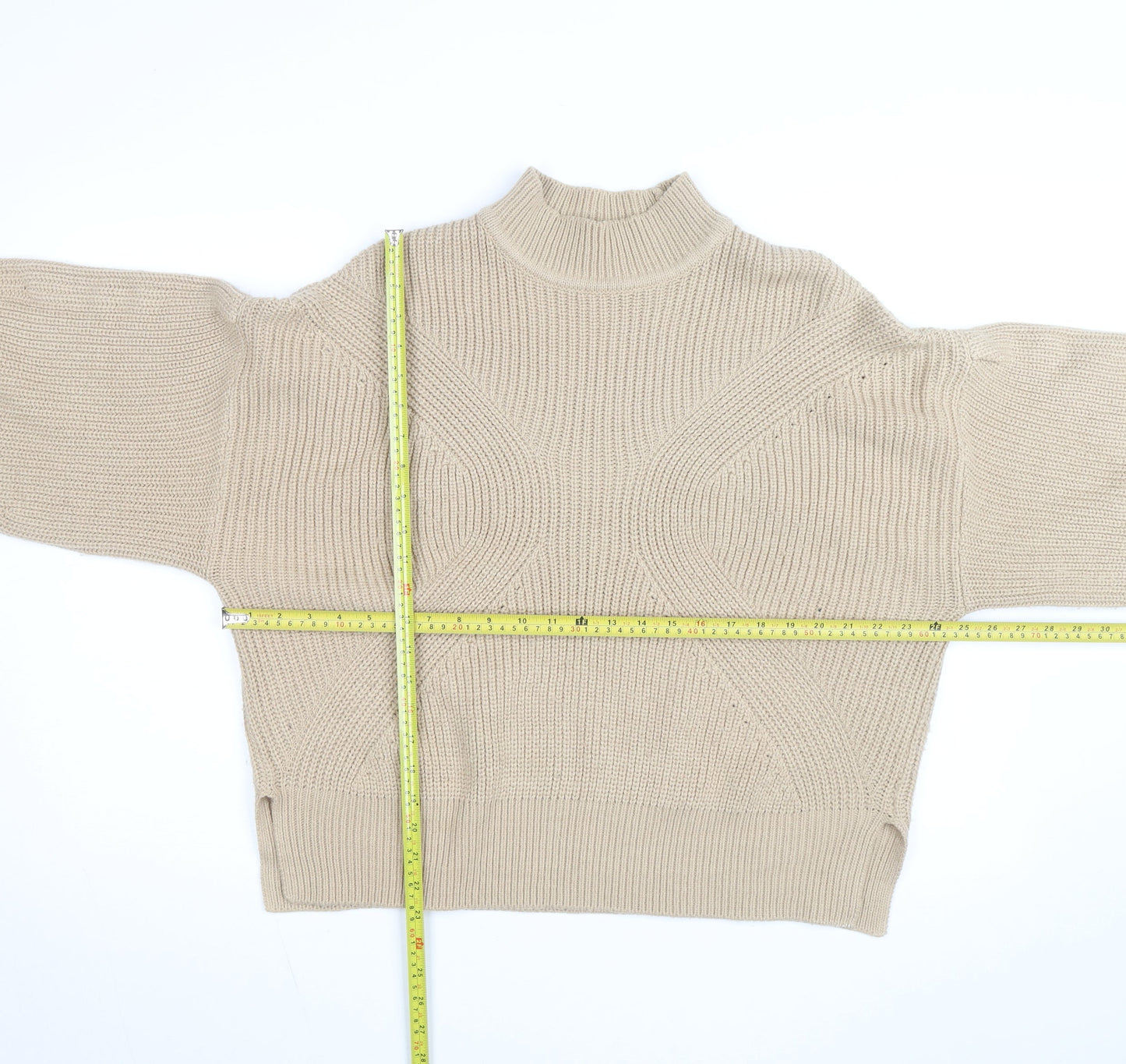 Miss Selfridge Women’s Beige High Neck Chunky Knit Jumper Size 16