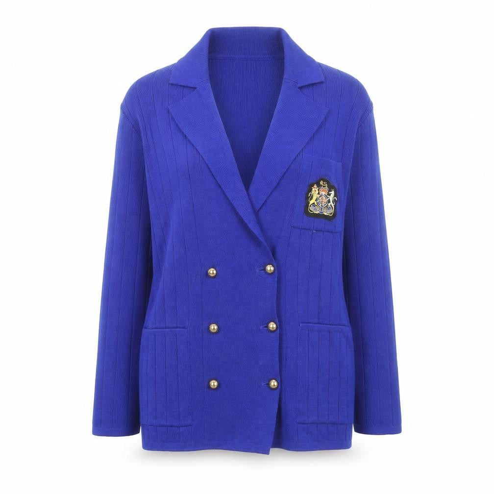 Hervé Benard Women Purple Wool Cardigan Blazer M Petite Double Breasted