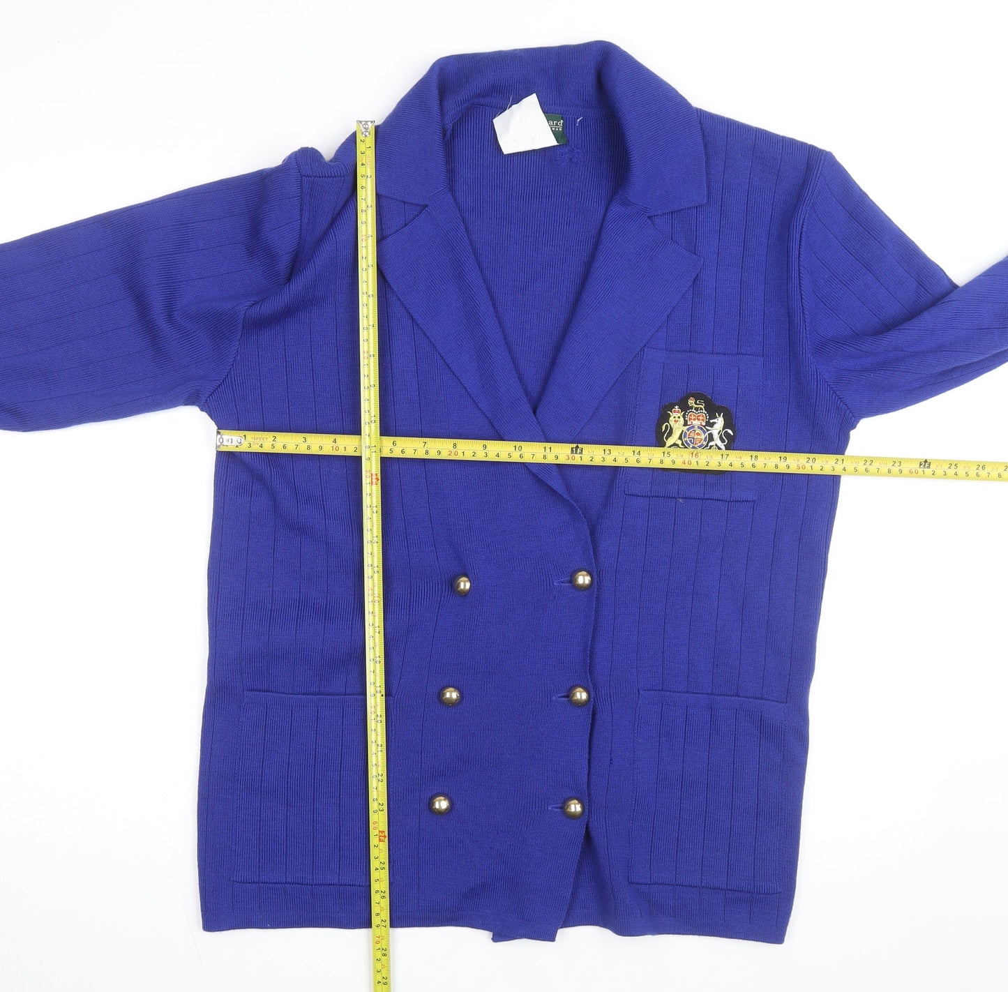 Hervé Benard Women Purple Wool Cardigan Blazer M Petite Double Breasted