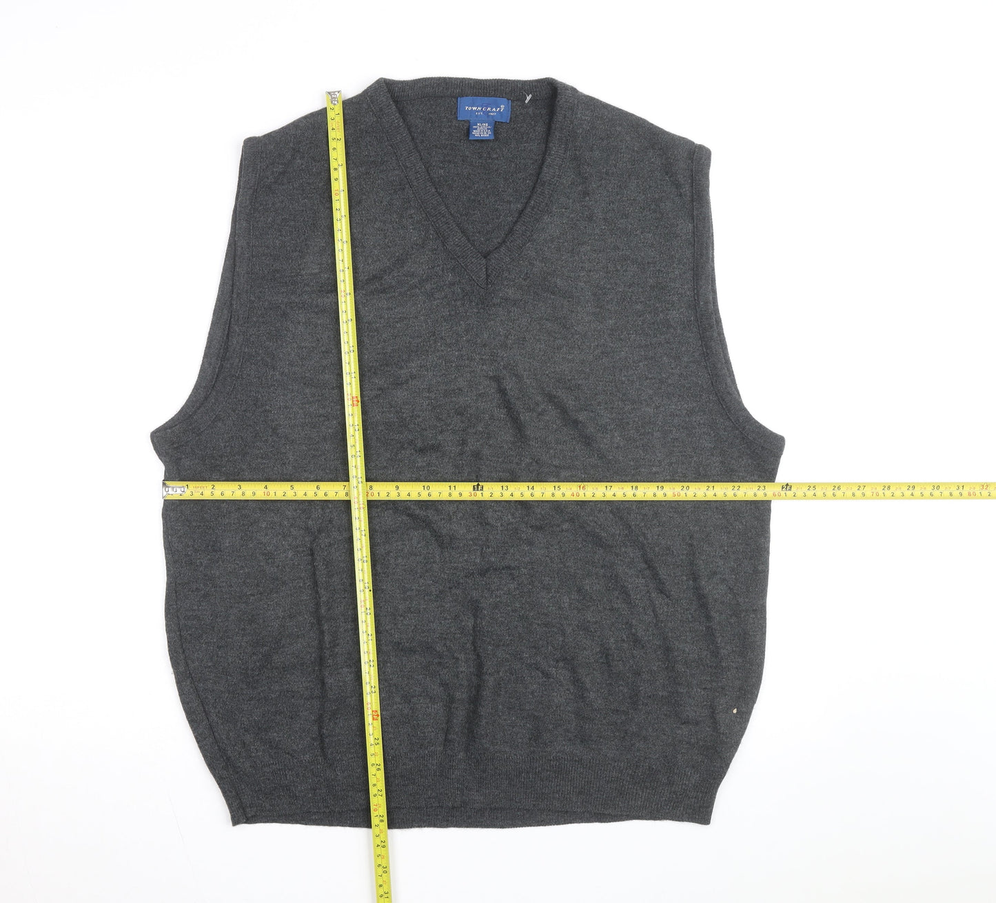 Towncraft Men's Grey Acrylic V-Neck Sleeveless Knit Vest XL