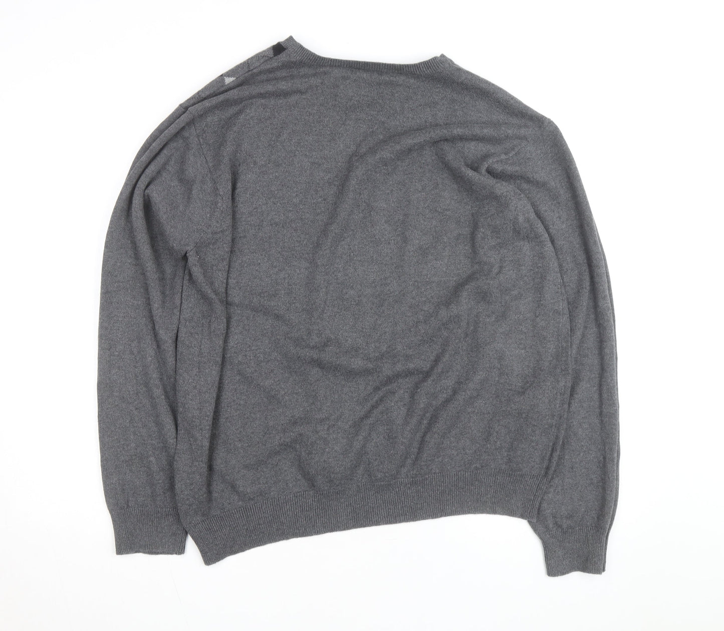 Van Heusen Men's Grey Argyle V-Neck Cotton Jumper XL