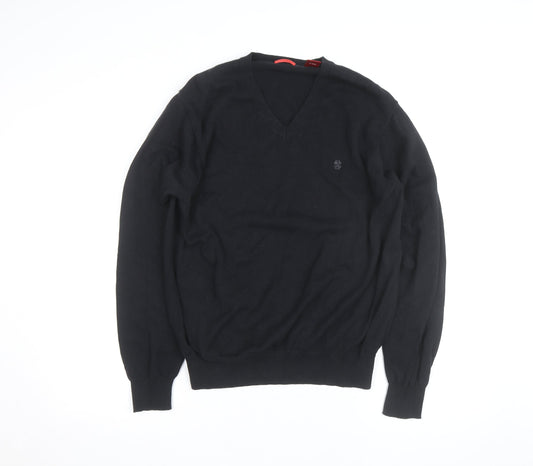 IZOD Men's Black Cotton V-Neck Jumper Medium Classic Knit