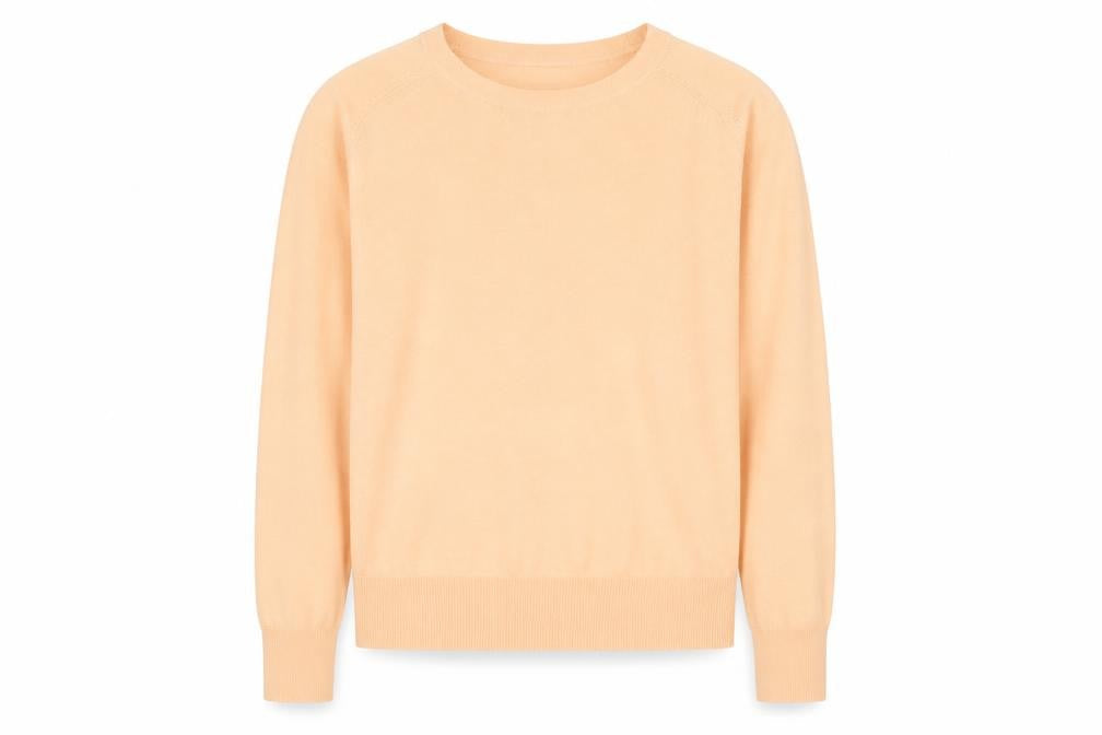 Massimo Dutti Women's Beige Crew Neck Cotton Silk Cashmere Jumper Size S