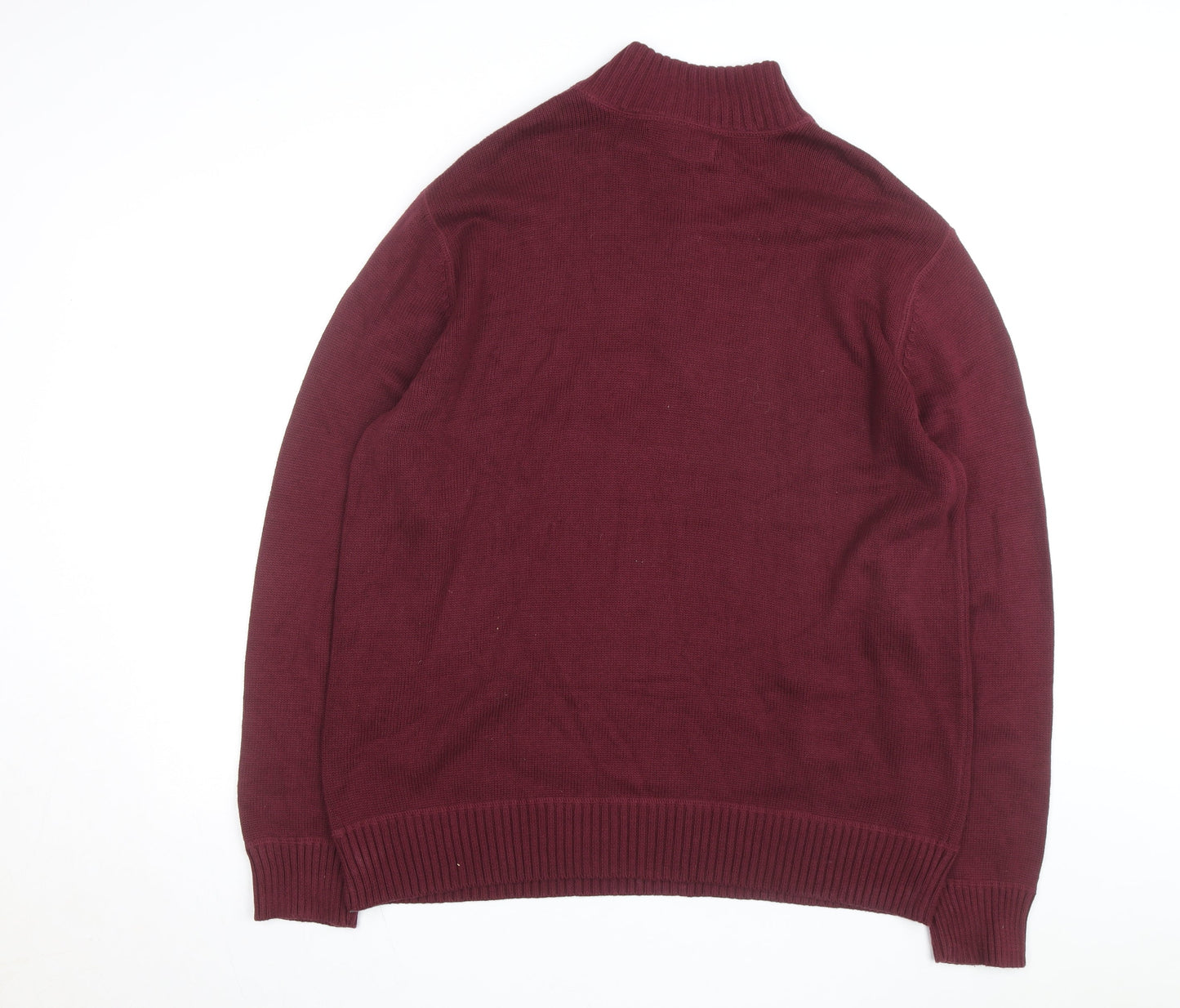 Eddie Bauer Mens XL Red 1/4 Zip Cotton Knit Jumper