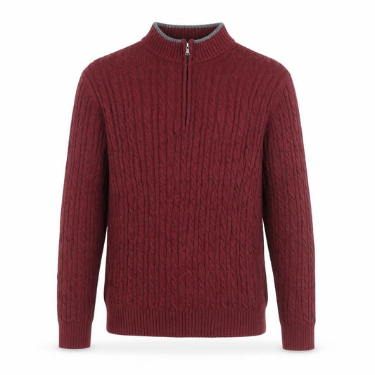 IZOD Men's Red Cable Knit 1/2 Zip Cotton Jumper Size L